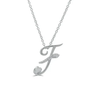 Love Spell Lab-grown Diamonds Letter F Initial Pendant - 0.10 Ct. T.w. in Sterling Silver