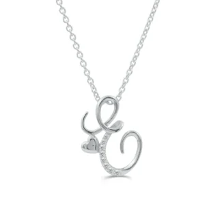 Love Spell Lab-grown Diamonds Letter E Initial Pendant - 0.10 Ct. T.w. in Sterling Silver