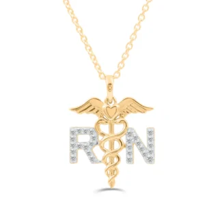 Love Spell Lab-grown Diamonds RN (Registered Nurse) Pendant - 0.30 Ct. T.w. in Vermeil (No warranty)