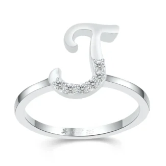 Love Spell Lab-grown Diamonds Letter J Initial Ring - 0.10 Ct. T.w. in Sterling Silver
