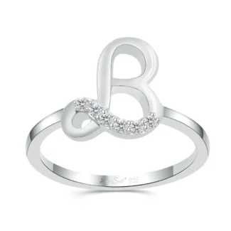Love Spell Lab-grown Diamonds Letter B Initial Ring - 0.10 Ct. T.w. in Sterling Silver