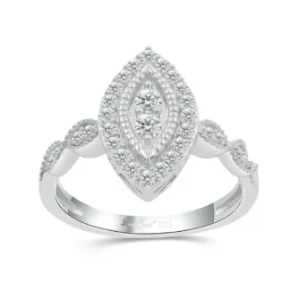 Love Spell Lab-grown Diamonds Halo Ring - 0.50 Ct. T.w. in Sterling Silver